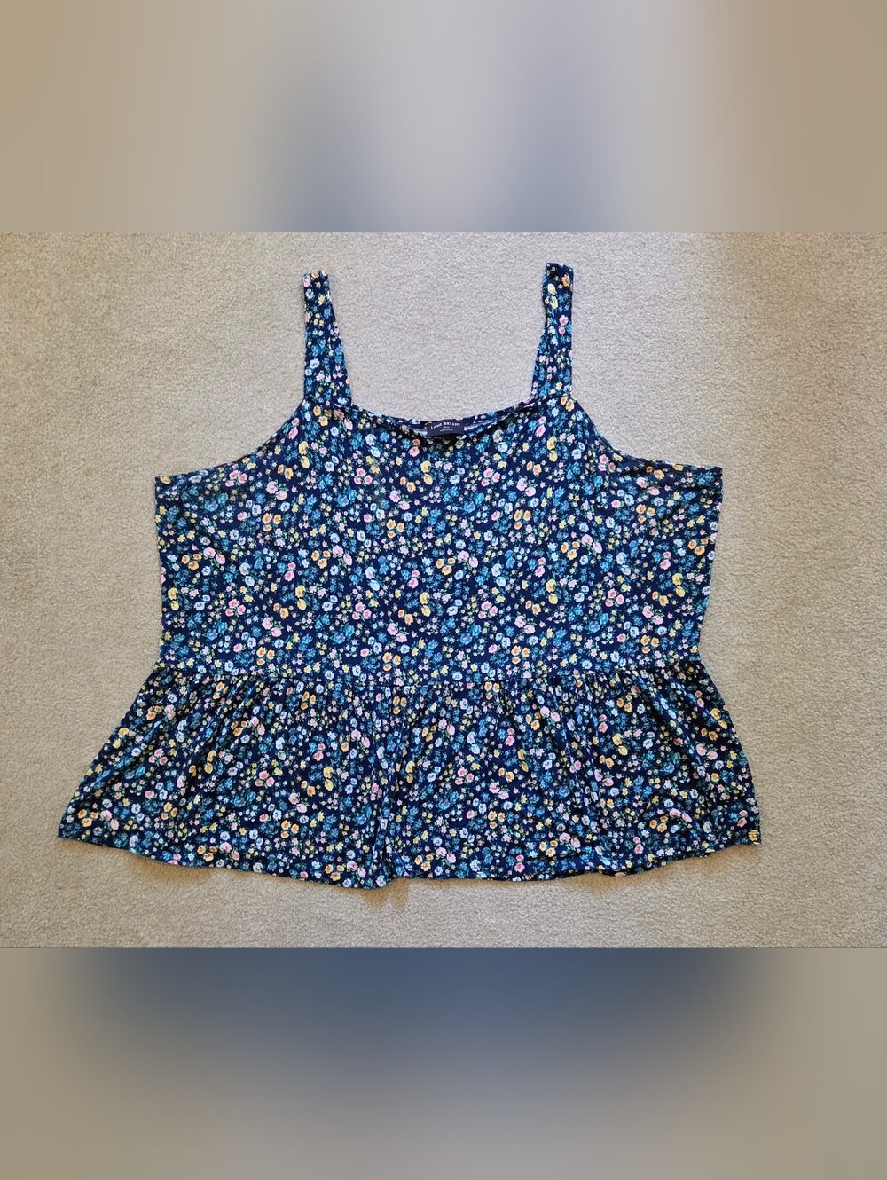 Lane Bryant Women’s 30/32 Navy Floral Peplum Camisole Tank Top